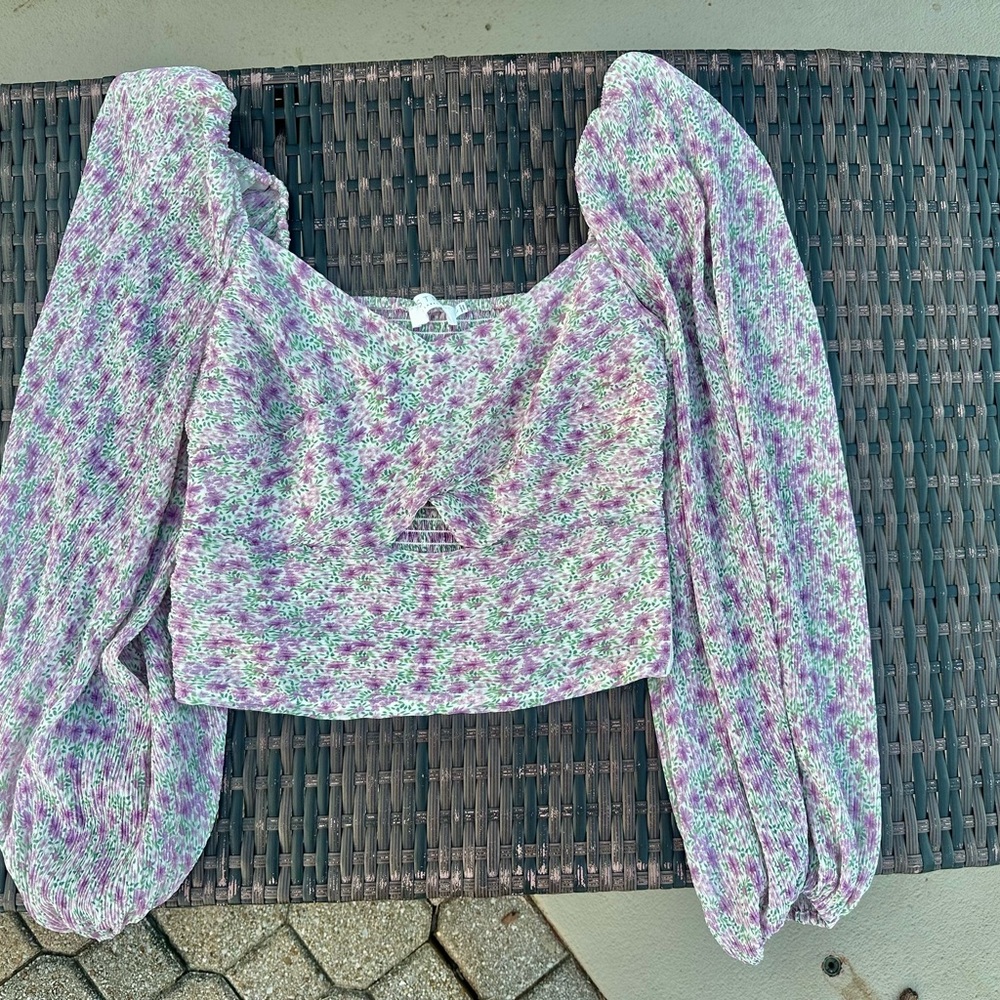 Floral Puff Sleeve Women's Top